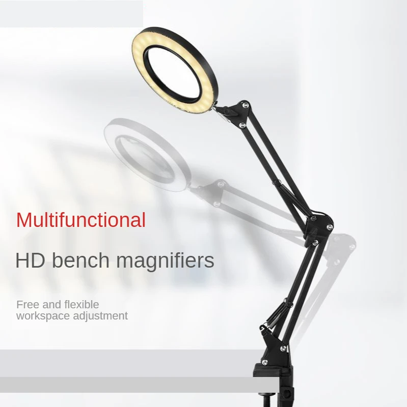 Новая гибкая USB-лампа 3 цветов увеличительное стекло с прищепкой Настольная