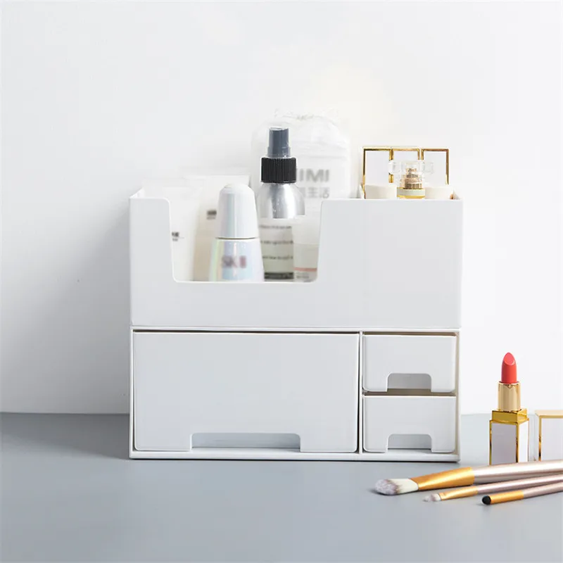 Grey White Plastic Cosmetic Drawer Makeup Organizer Storage Box Container Nail Casket Holder Desktop Sundry Case | Дом и сад