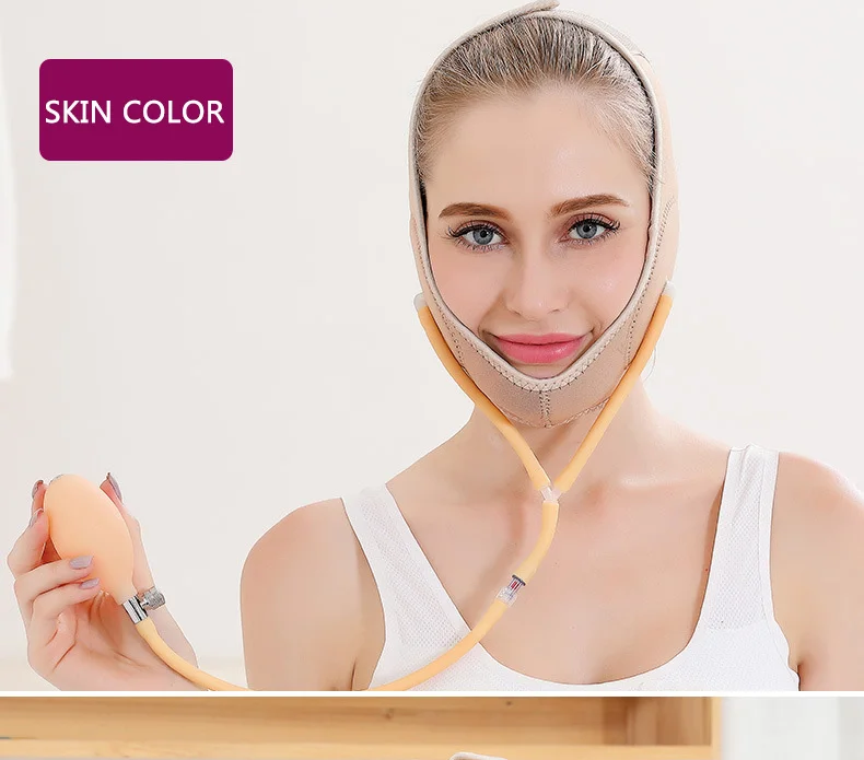 skin color Газовый подтягивающий инструмент для подтягивания лица, тонкая бандажная маска для лица, пояс для похудения, тонкий массажер для лица, двойной подбородок, пояс для кожи - Цвет: skin color