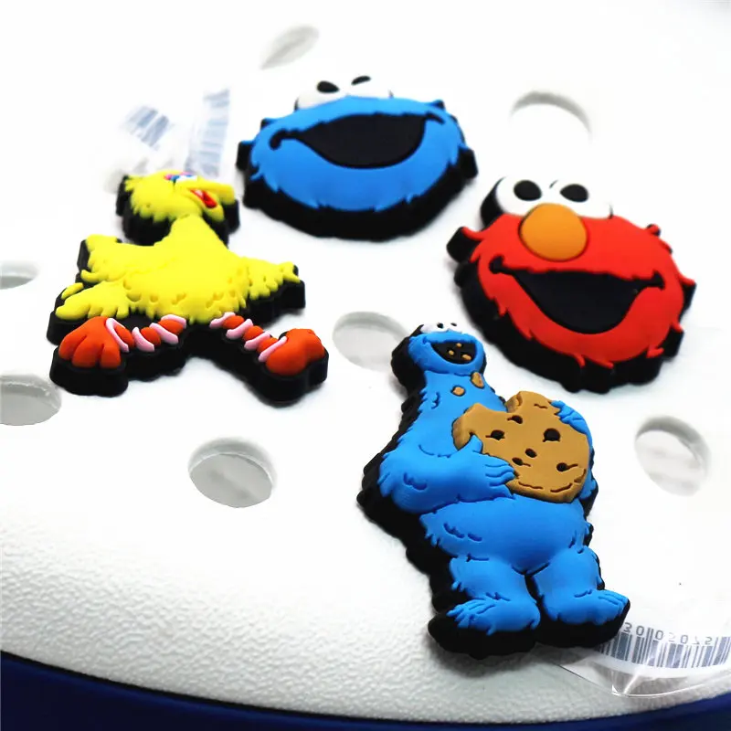 Hot sale 1pcs Shoe Decorations 3D Sesame Street Style Shoe Charm Elmo/Big Bird/Cookie Monster Shoe Accessories fit Kids Gifts