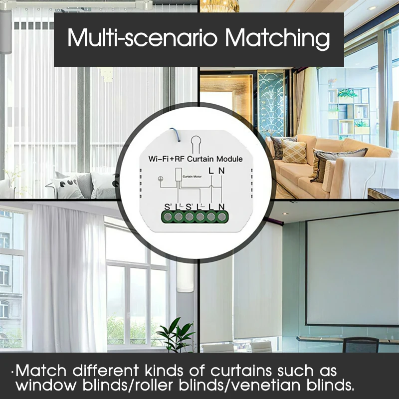 

Curtain Switch Smart Home Smart APP RF433 Wireless Remote Control Schedule Time Electric Motorized Blinds Smart Home Automation
