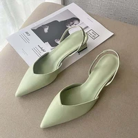 2022 fashion summer sandals for women sexy pointed toes mules elegant square heels slippers black dress shoes beach heels hot