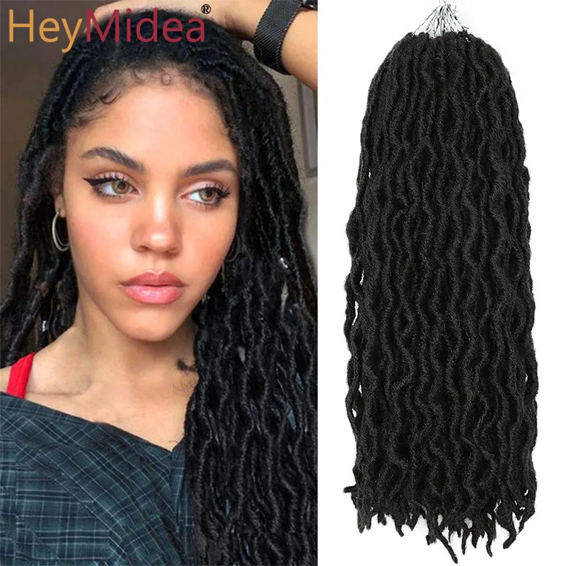 Wavy Gypsy Locs Ombre Crochet Hair  12-18" Goddess Locs Faux Locs African Synthetic Braiding Hair Extensions for Women HeyMide