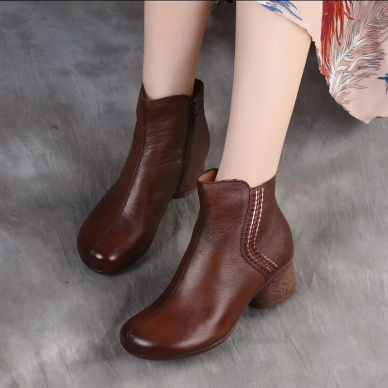 2020 Новинка Из натуральной кожи Сезон весна-лето модные удобные ботильоны на