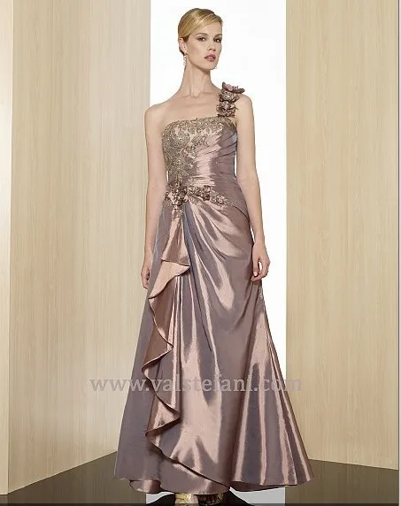 

free shipping 2018 new arrival maxi vestido de festa long beaded taffeta dress one shoulder elegant party bridesmaid dresses