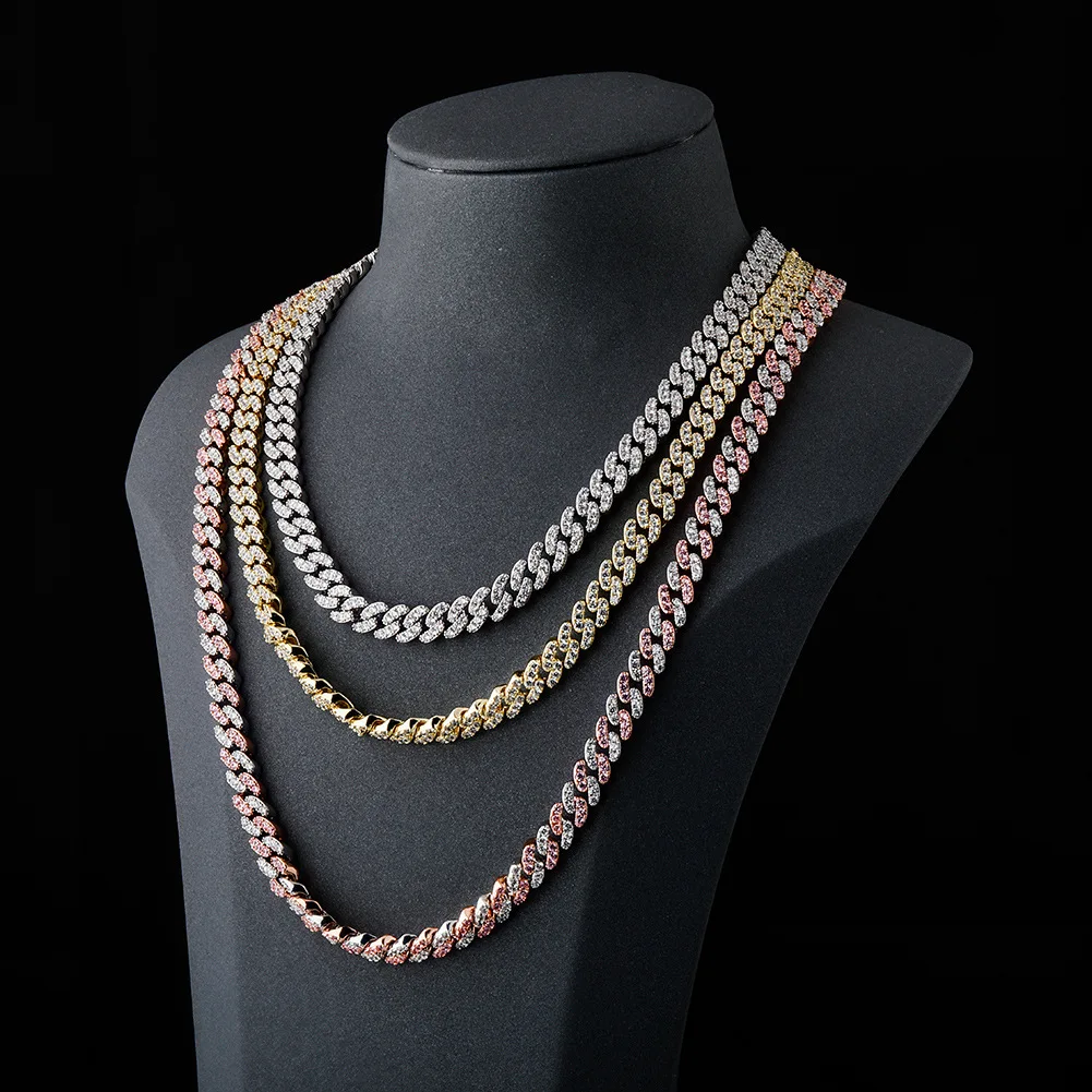 

8MM Full CZ Hip Hop Iced Out Female Fine Cuban Necklace Cubic Zircon Chain Necklaces for Women Men Jewelry CZ Link Chain