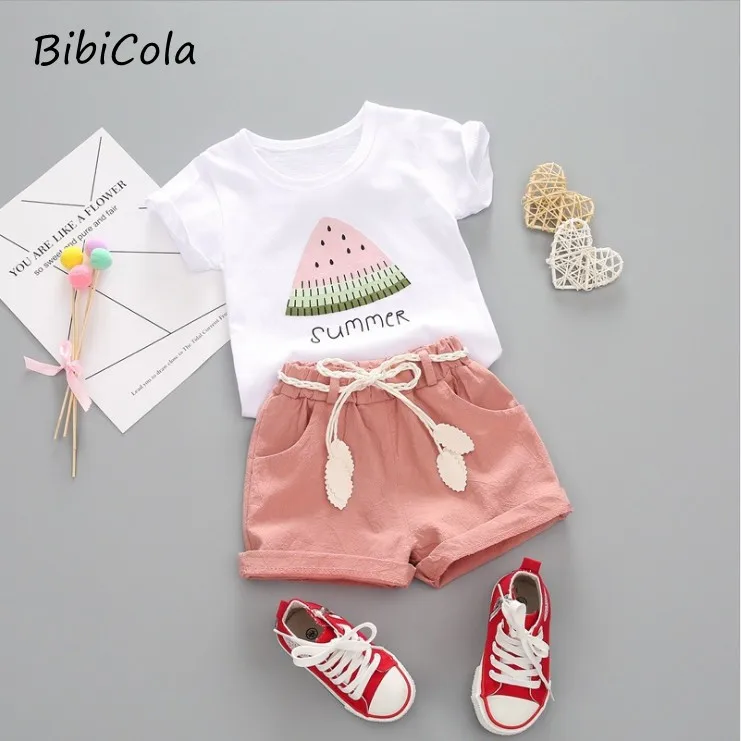 BibiCola/летний комплект одежды для девочек спортивный костюм из 2 предметов детский