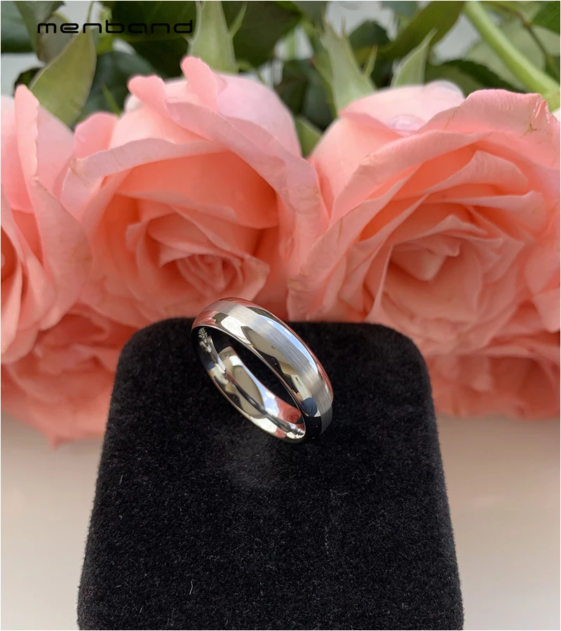 

Dome Wedding Band Tungsten Wedding Ring Women Ring Polished Center Brush Finish 6MM Comfort Fit