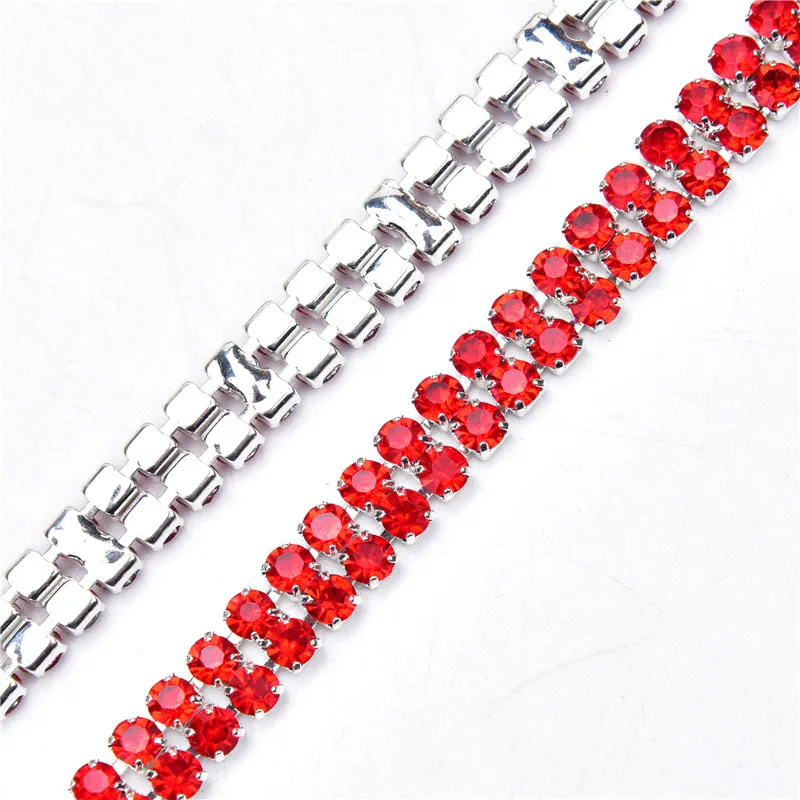 2 ряда со стеклянными алмазами цепи 5 ярдов 6 мм с украшением в виде кристаллов