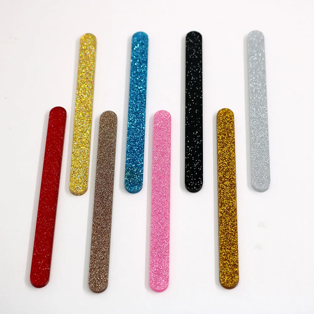 

2021 New 10/50pcs Glitter Acrylic Ice Cream Sticks Diy Handmade Party Cake Craft Model For Party Decoration Kitchen Tools