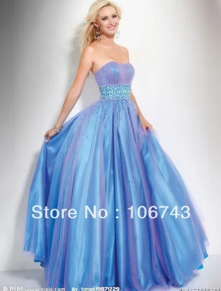 

free shipping new vestido de festa Formales Elegant besded blue girl party custom size ball gown Quinceanera bridesmaid Dresses