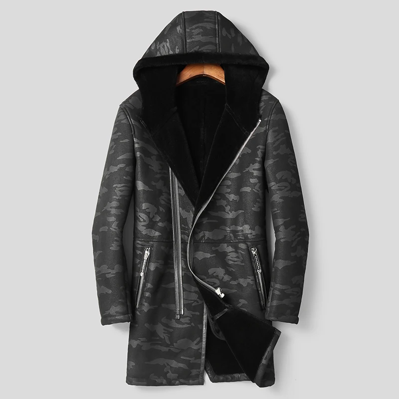 DK новинка с капюшоном тонкая длинная шуба мужская зимняя утолщенная натуральная