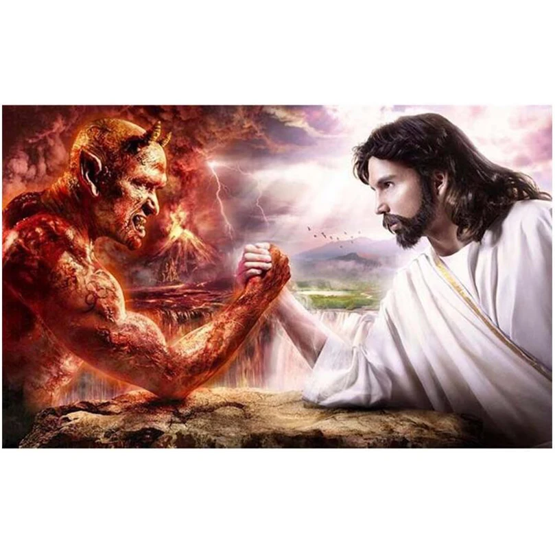 Jesus beat demon новый 5D DIY алмазная живопись вышивка полная дрель Алмазная Вышивка