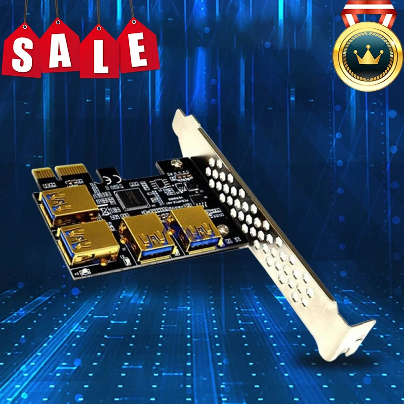 

PCI-E-PCI-E адаптер 1 поворот 4 PCI-Express слот 1x до 16x USB 3,0 карта расширения для майнинга PCIe преобразователь для майнинга BTC