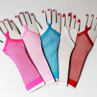 1pair breathable performance dance mesh fishnet long gloves party girl lace mittens women solid fingeless net gloves
