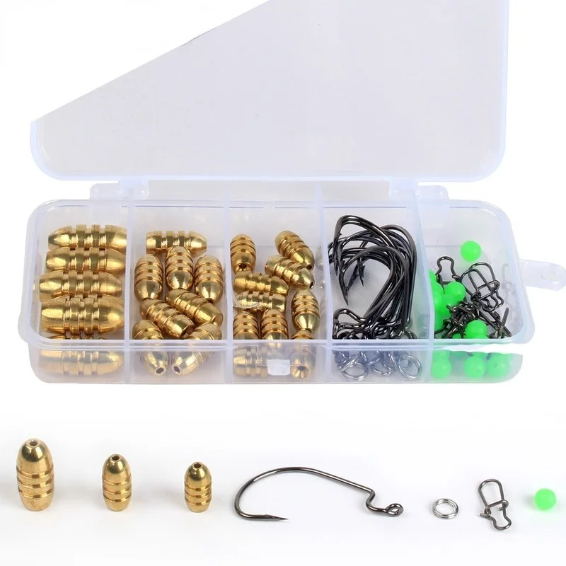 

69 Pieces of Bullet Copper Luminous Beads Crank Hook Connector Set Fishing Gear Small Accessories Fishing Tools