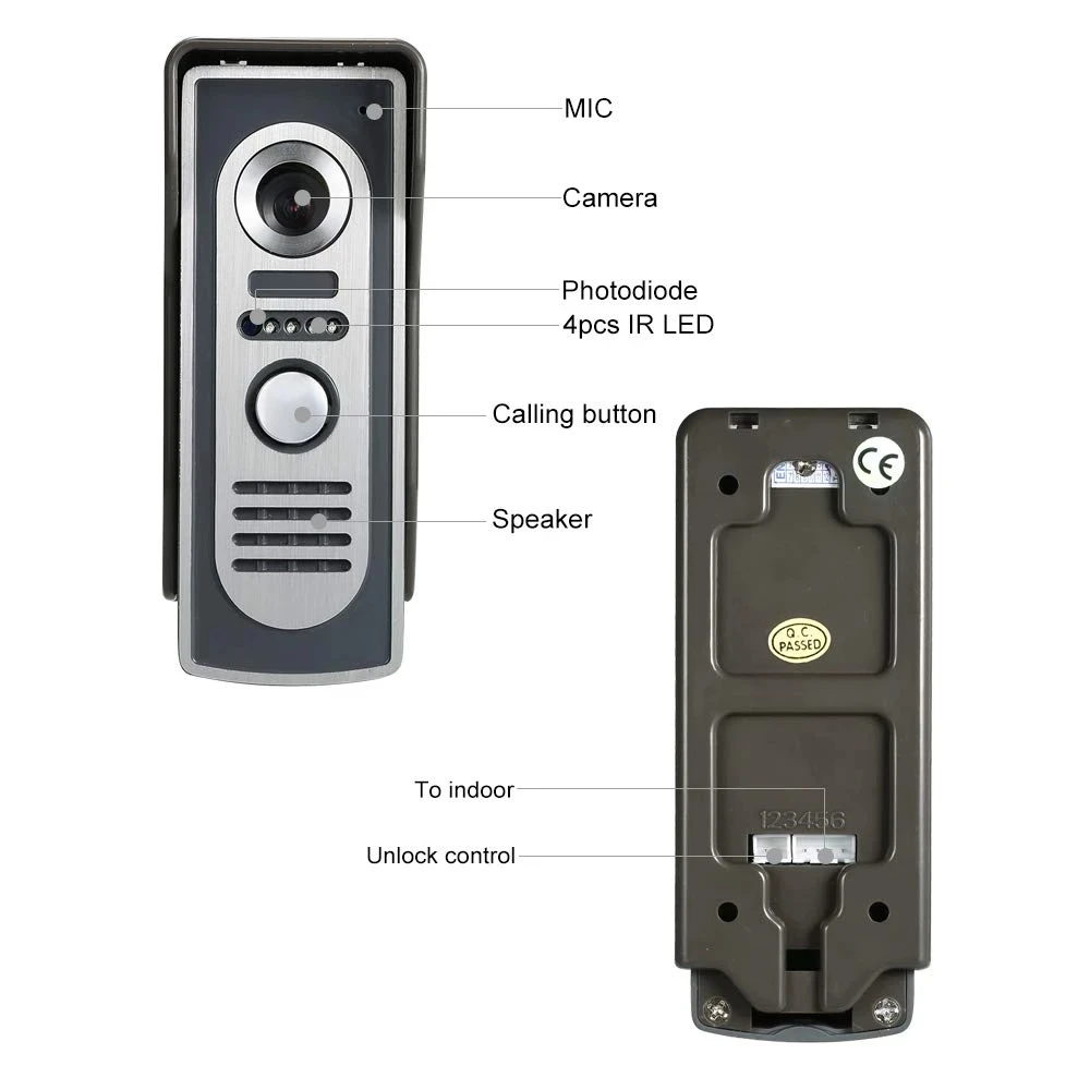 waterproof 7inch video intercom with lock video door phone doorbell camera exit unlock button day night vision free global shipping