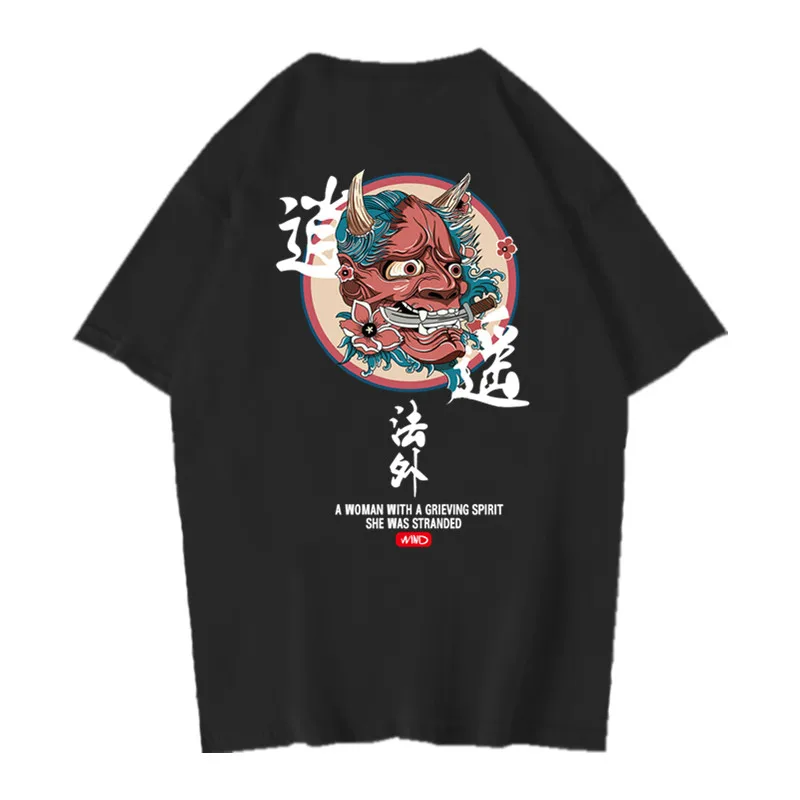 Футболка мужская с принтом дьявола Повседневная Уличная одежда в японском стиле