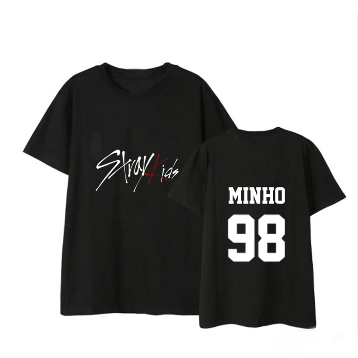 Полосатая Детская Футболка KPOP StrayKids Корейская уличная одежда в стиле хип хоп MINHO