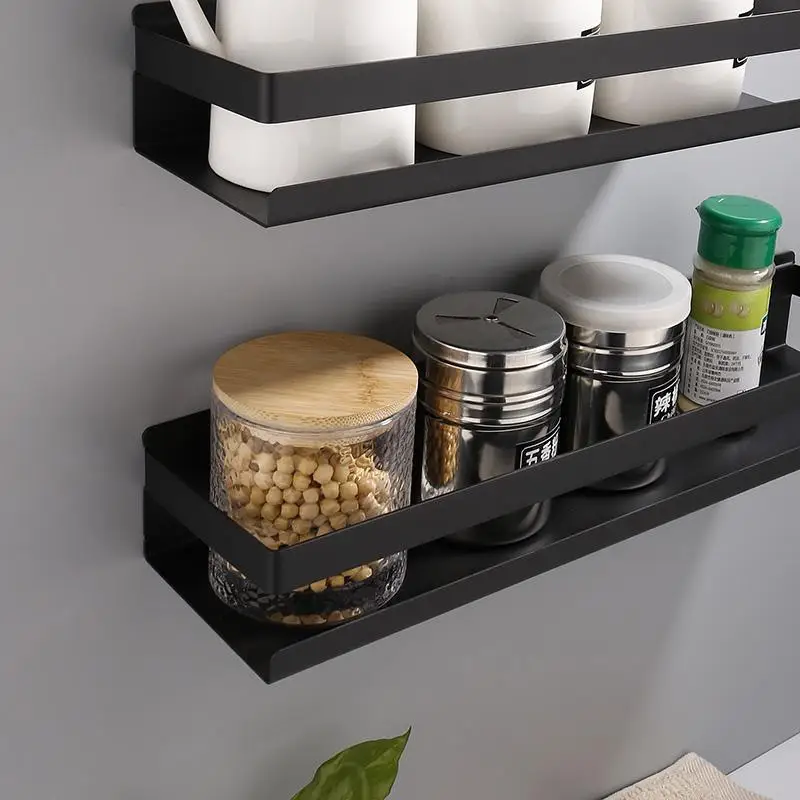 

20-40cm Bathroom Accessories Modern Matte Black Bathroom Corner Shelves Kitchen Wall Shelf Shower Shampoo Storage Rack