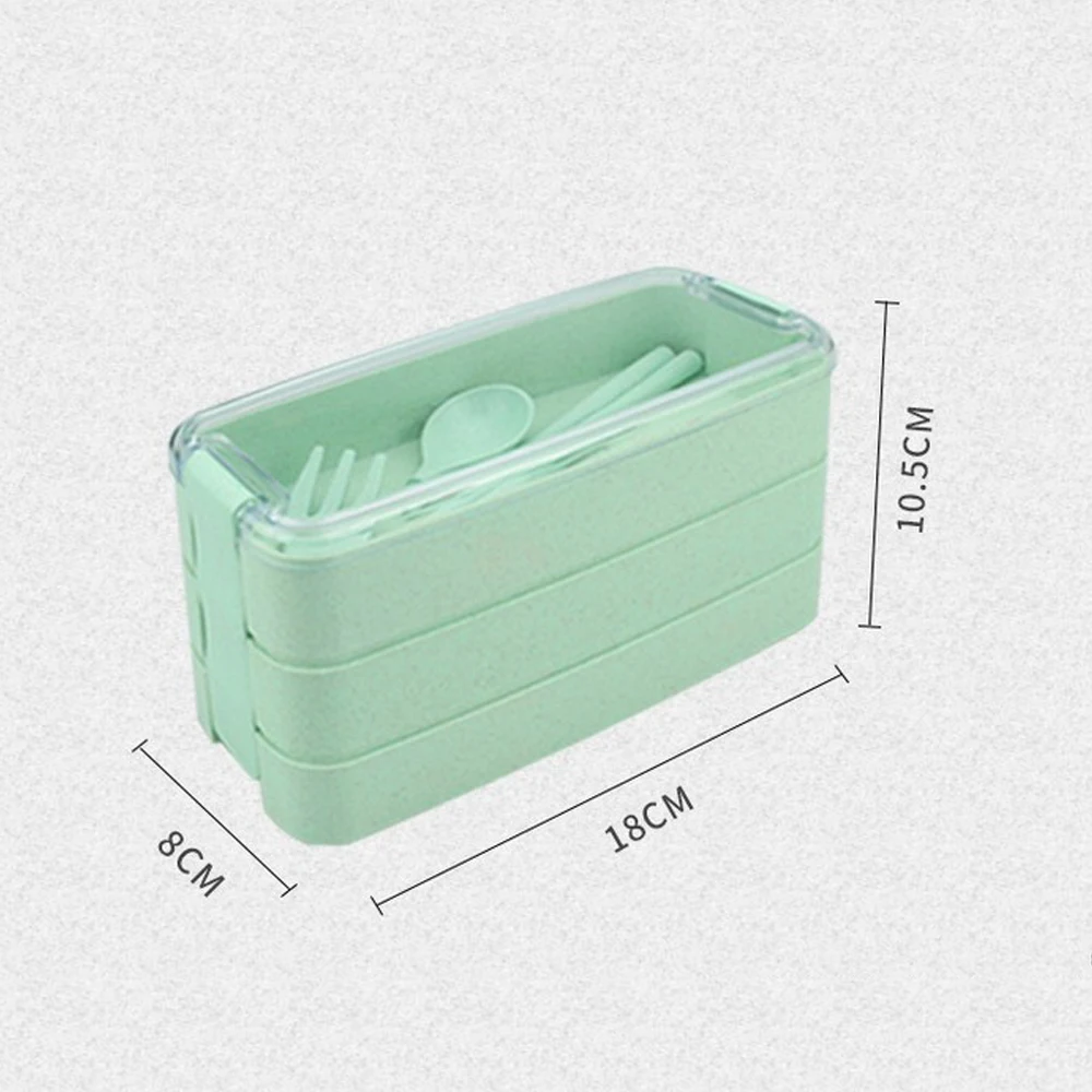 

Creative 3-layer Bento Box Eco-Friendly Lunch Box Food Container 900ml Wheat Straw Material Microwavable Dinnerware Lunchbox