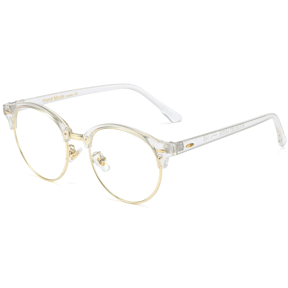 

Veshion Half Frame Retro Round Glasses Optical Women Gold Transparent Glasses Frame for Men Unisex Clear Lens Gift Items