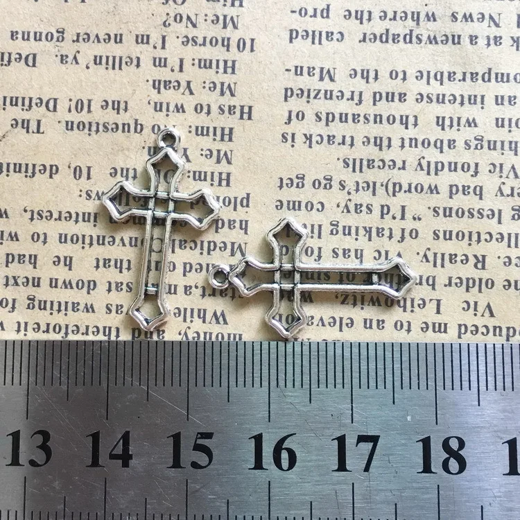 

Supplies For Jewelry Making 20pcs 10x26mm Antique Silver Color Hollow Cross Charms