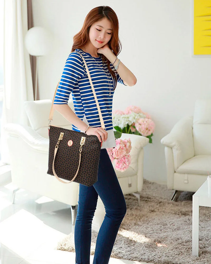 Autumn New Fashion Women's Bag 6 Piece Set Plaid Bag Lady Slung Hand Bag Shoulder Messenger Composite Bag