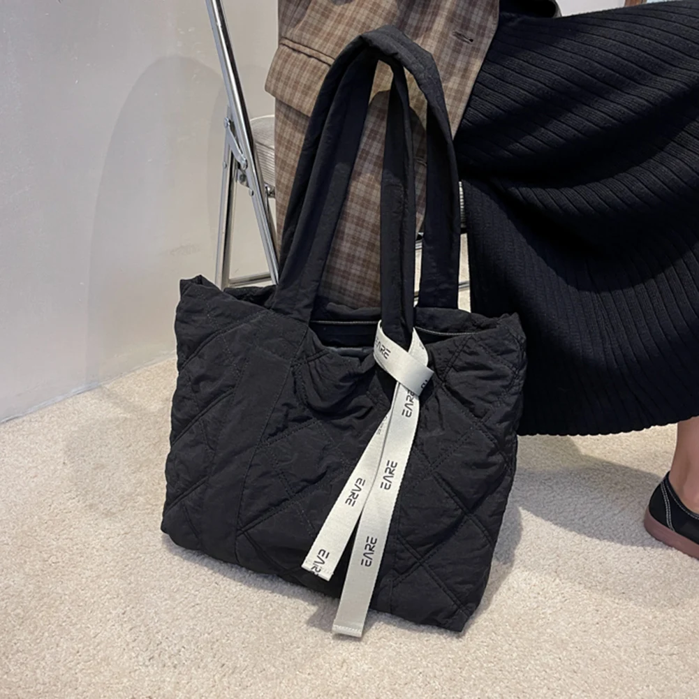 

Сумка на плечо Женская нейлоновая, саквояж большой вместимости с клетчатым узором, модная сумочка на плечо