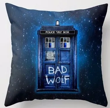 

Luxury Printing Funny Doctor Who Bad Wolf Creative Style Throw Pillow Cover Square Pillowcase Invisible Zipper Unique