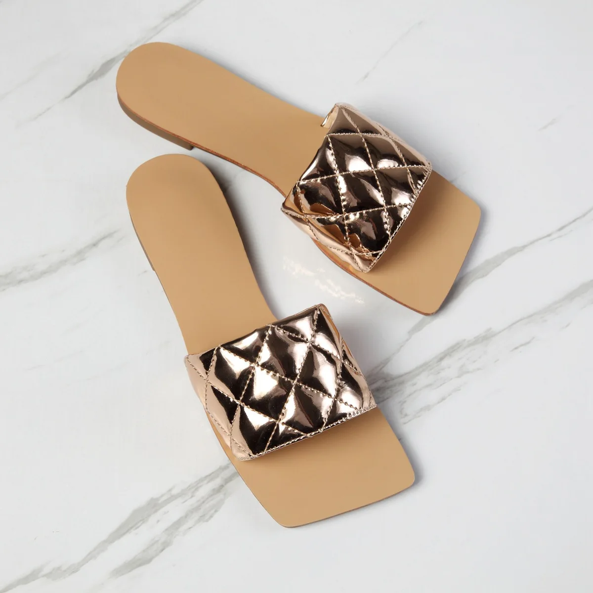 

2021 Xia Kuan Hot Flat Sandals Female Candy-Colored Line-Styled Slippers Woman Slippers