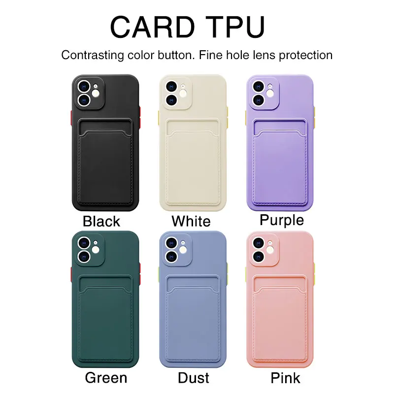

Card Holder liquid Silicone Phone Case For iPhone 12 Pro Max Mini 11 XS X XR 7 8 Plus SE 2020 TPU Wallet Soft Back Cover Coque