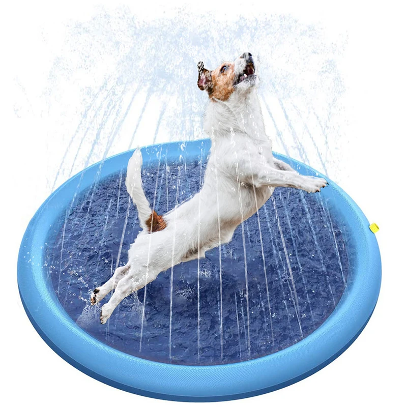 

170*170cm Pet Sprinkler Pad Play Cooling Mat Swimming Pool Inflatable Water Spray Pad Mat Tub Summer Cool Dog Bathtub for Dogs