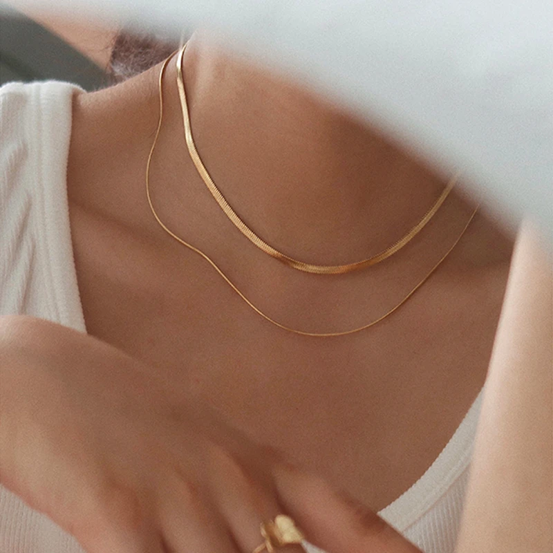 

Multi-layer Choker neck Stainless Steel Link Necklace for Women necklace Gold Cuba Chain necklace women jewelry for women 2021