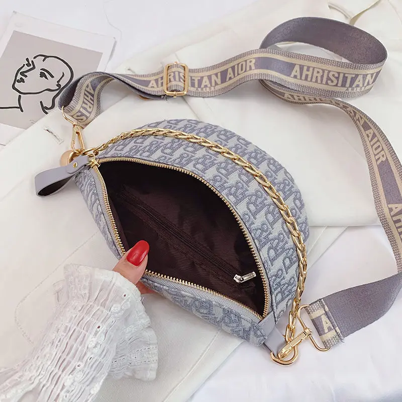 

Fashion Casual Waist Packs Multilayer Zipper Fanny Pack Canvas Bags For Women Stitching Black And White Phone Sachet Belt Pouch
