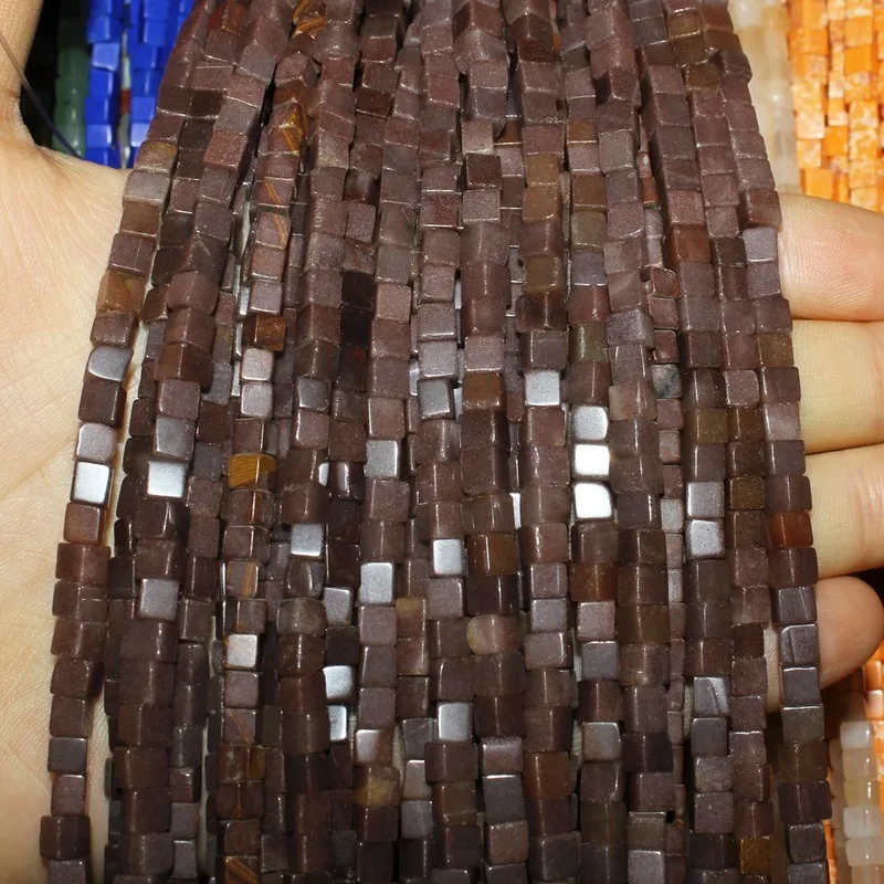 Кубики из натурального камня тигрового глаза незакрепленные бусины-разделители