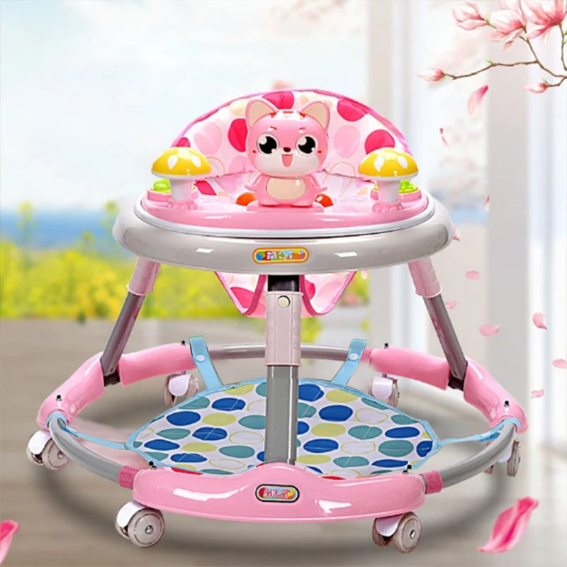 Pink with foot pad Ходунки для малышей с колесами, ходунки для детей, ходунки для малышей, ходунки для детей, Обучающие детские ходунки, музыкальный баланс, Andador - Цвет: Pink with foot pad