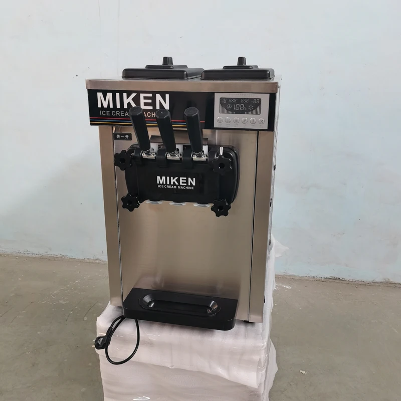 

Роскошный Коммерческая агрегат для производства мягкого мороженого Нержавеющая сталь 110V/220V Настольный агрегат для производства мягкого мороженого 3 ароматы мороженого машина