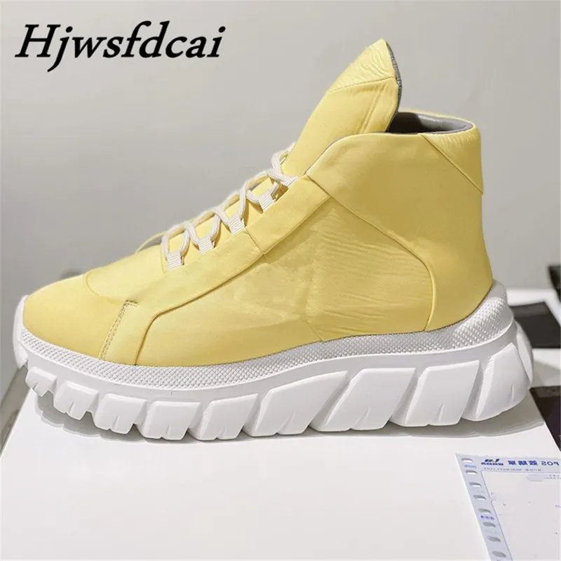 

Туфли Hjwsfdcai женские, высокие повседневные кроссовки на толстой подошве, на шнуровке, роскошная Брендовая обувь для мужчин и женщин, Размеры ...