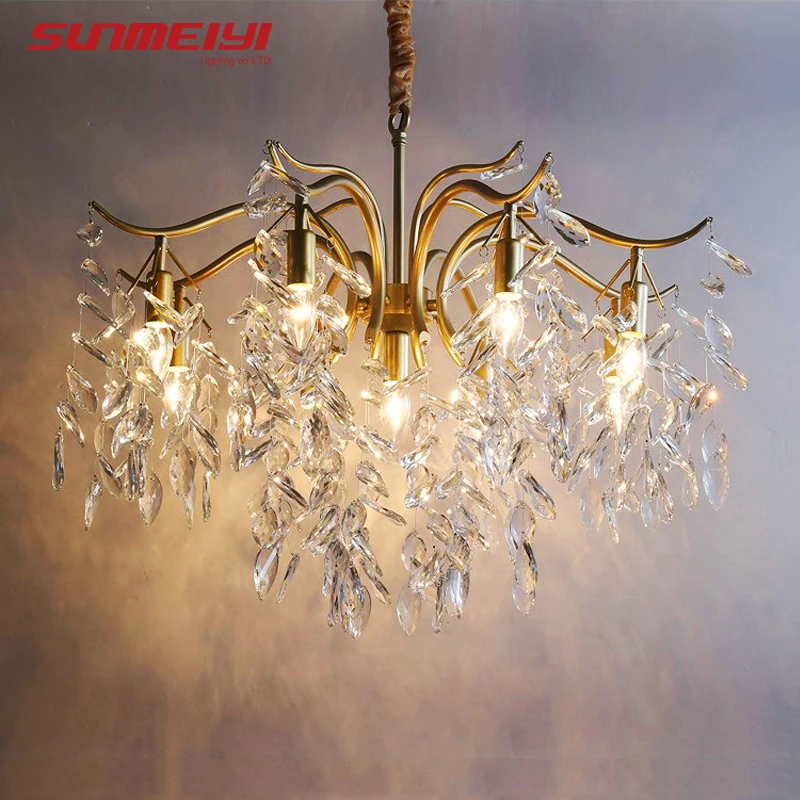 

New Nordic LED Crystal Chandeliers Gold Black Chandelier Luxury Lighting Kitchen Dining Living room Bedroom Lamp lustre pendente