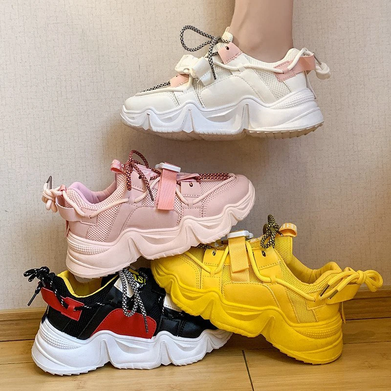 Кроссовки женские сетчатые на толстой подошве повседневная обувь для тренировок