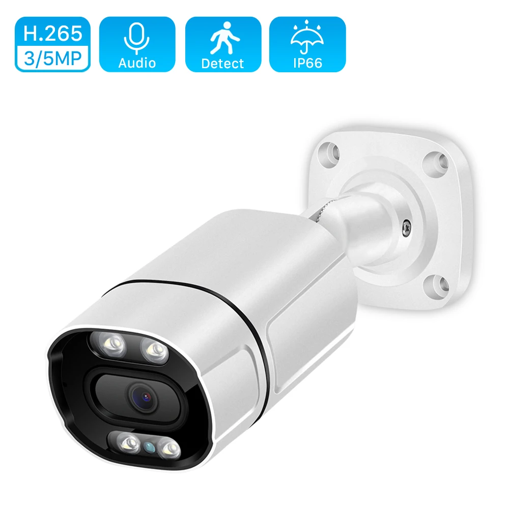 

5MP IP Camera Outdoor 3MP POE Camera Waterproof Two Way Audio IR LEDs White LEDs Web Camera Ai Human Detection Xmeye Remote View