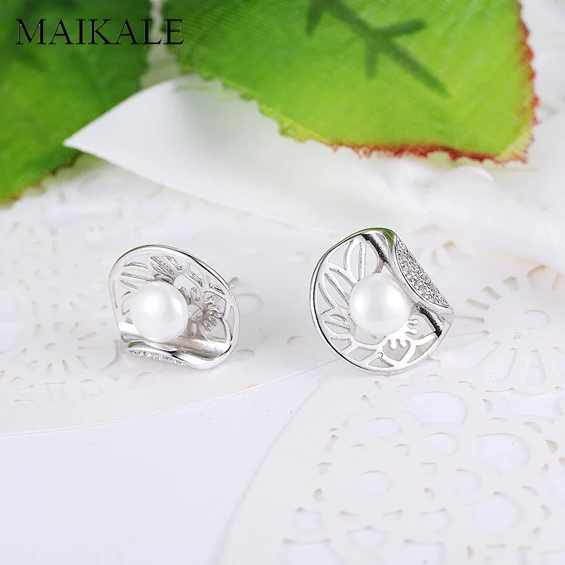 Женские круглые серьги-гвоздики MAIKALE серебристые геометрические серьги с