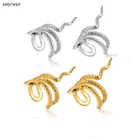 andywen 925 sterling silver gold rock punk snake earcuff no piercing clips ear cuff women luxury fine cuff earring jewelry