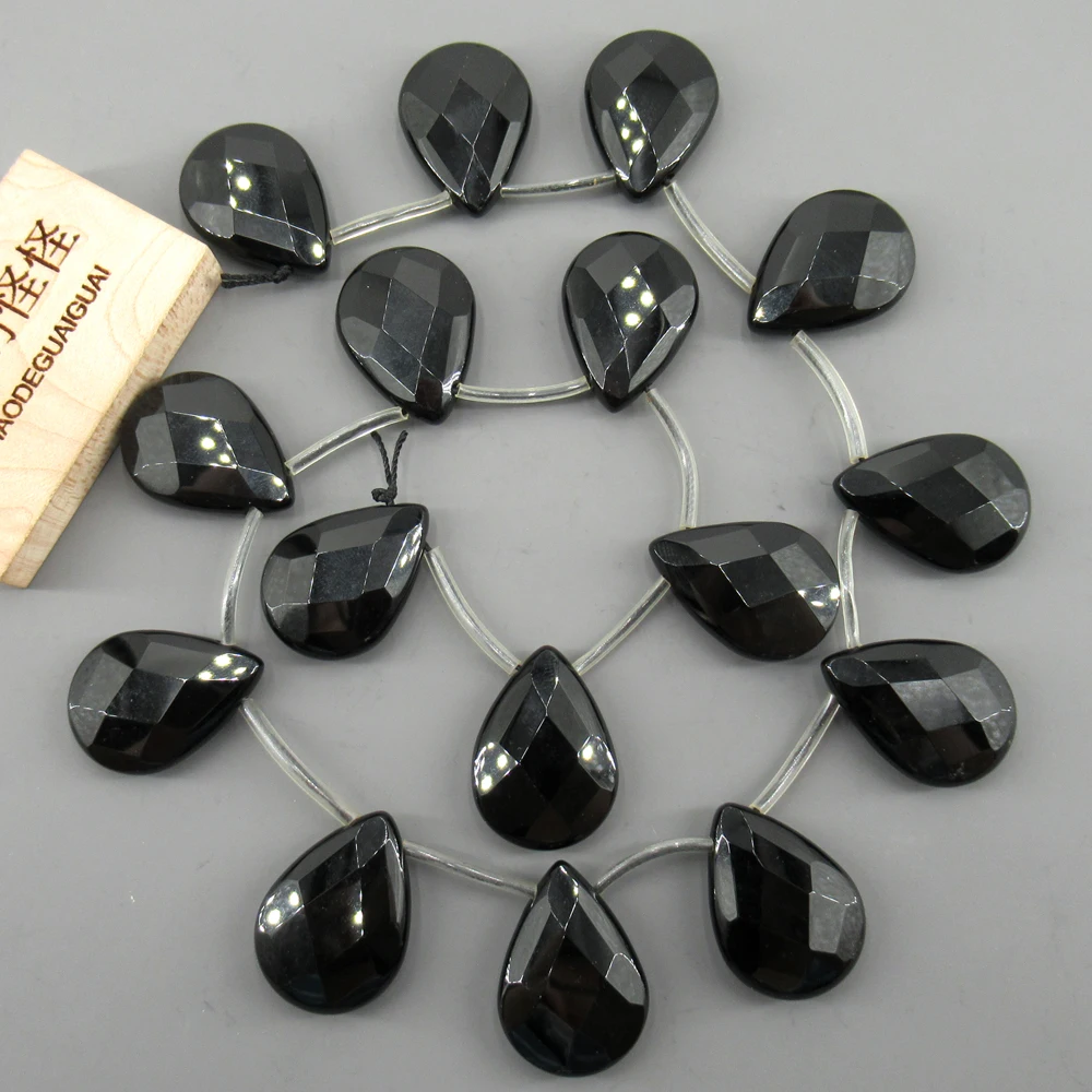 

APDGG Natural 18x25mm Top-drilled Faceted Black Onyx Gems Stone Beads 15'' Strands Jewelry Making DIY