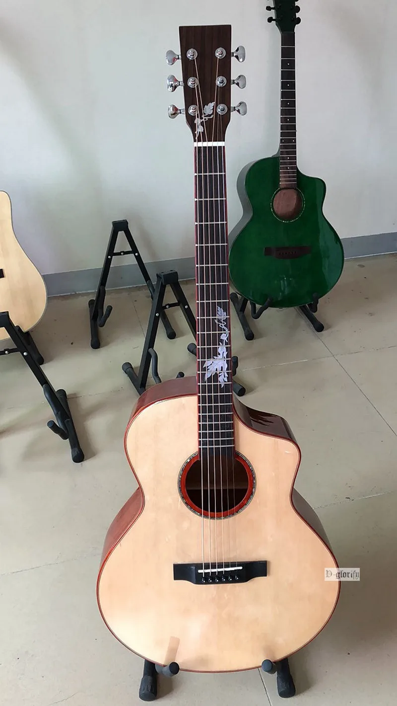 model 3 Полная твердая Акустическая гитара из дерева sapele 40 дюймов, глянцевая 6 струнная народная гитара с твердой еловой древесиной, высокое качество - Цвет: model 3