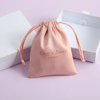 100 personalized velvet gift bags jewelry pouches for ring necklace bracelets earring wedding candy drawstring bag flannel pink