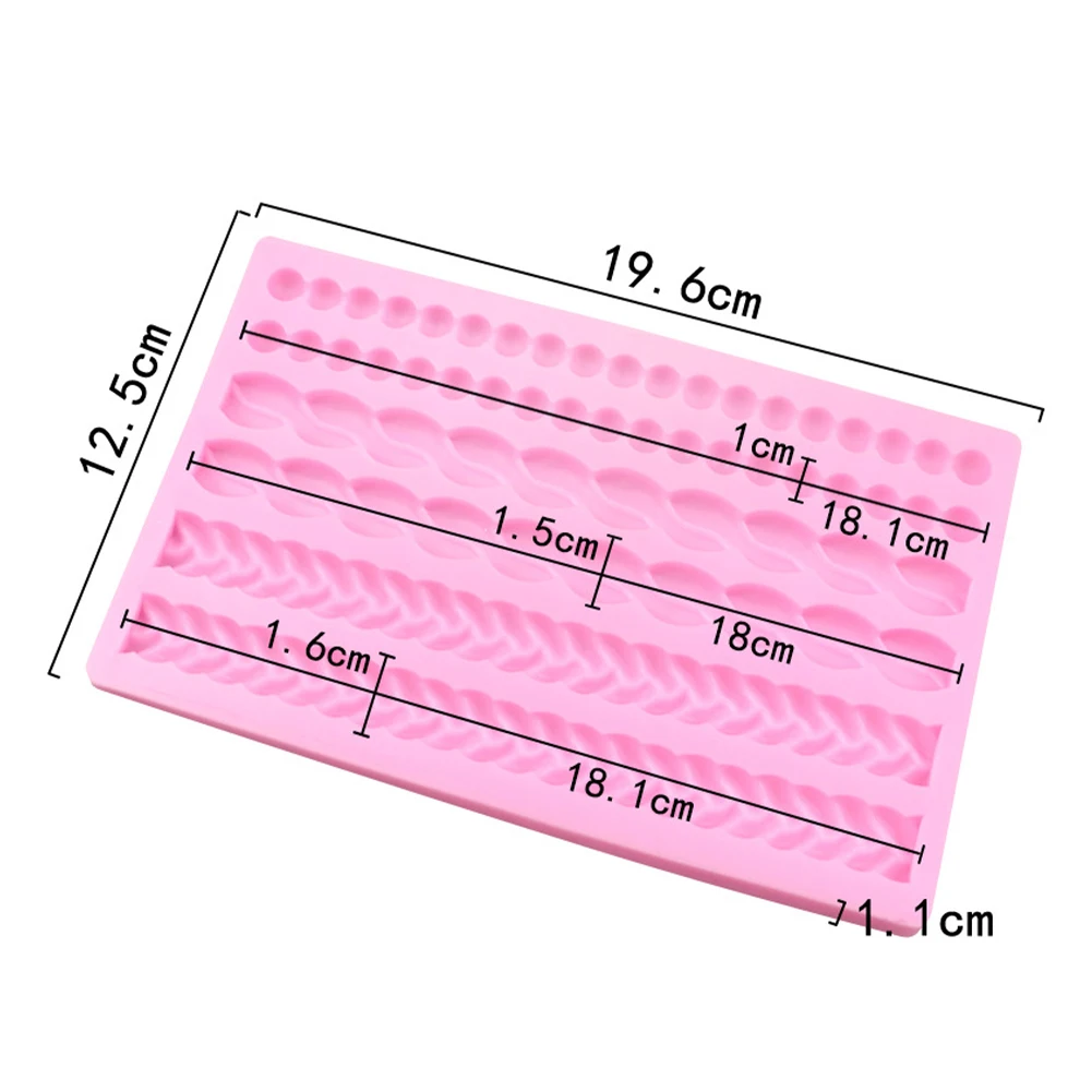 

3D Knit Rope Pearl Silicone Fondant Mould Cake Border Xmas Sugar Baking Mold