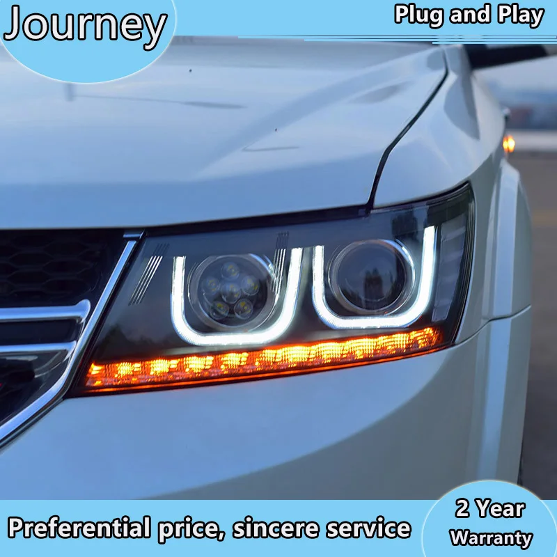 

Car Styling Head Lamp for Dodge Journey JCUV Headlights Freemont LED Headlight H7 D2H Hid Option Angel Eye Bi Xenon Beam