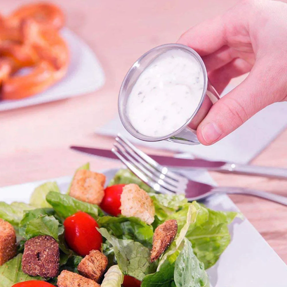 

6Pcs Stainless Steel Seasoning Storage Cups Home Tableware Sauce Cups (Silver)